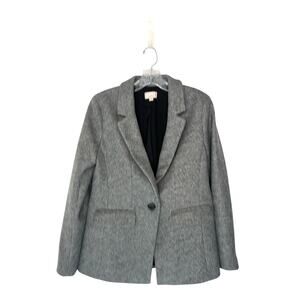 Loft Blazer Gray Plaid Light Academia Preppy Office‎ Work Single Breasted Size 4
